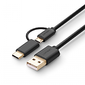 綠聯 Micro USB Type-C兩用快充傳輸線
