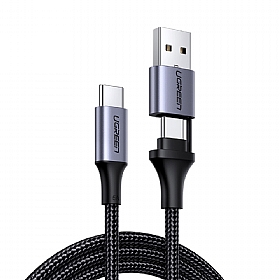 綠聯 100W Type-C轉/Type-C+USB-A充電線傳輸線 編織加強版(1公尺)