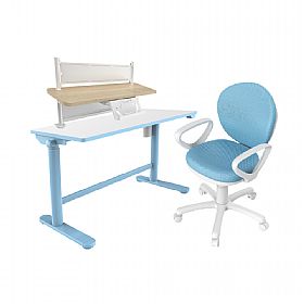 樂歌Loctek 人體工學 兒童電動成長桌椅組 藍色